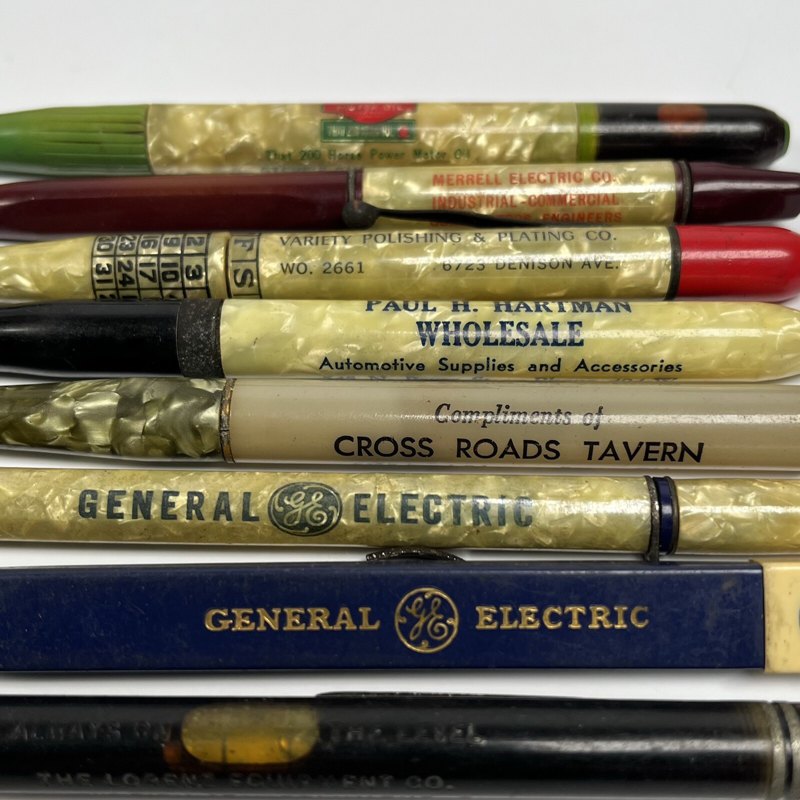 Vintage Mechanical Pencil Lot Advertising Wm Penn General Electric Pearl Shell