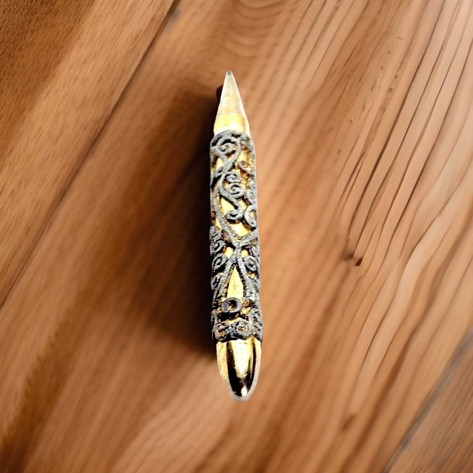 Vintage Gold Tone Filigree Mini Mechanical Pencil with Rhinestones 1950’s