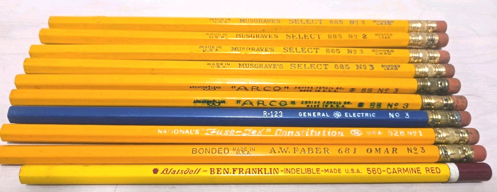 Vintage Lot Of Unsharpened Lead Pencils Musgraves Franklin Arco Faber GE