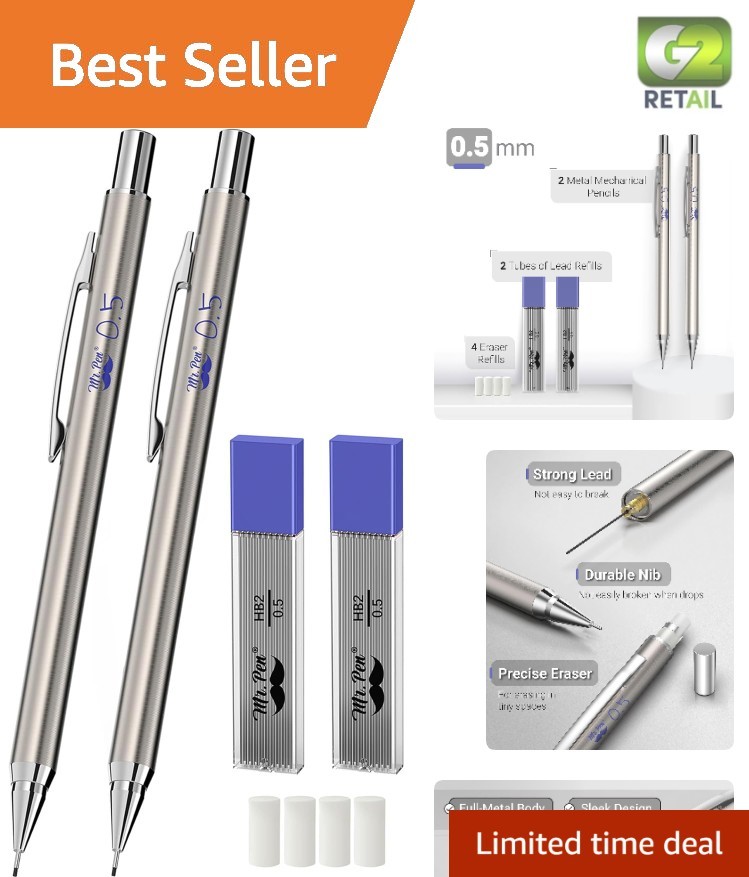 Stylish 0.5mm All Metal Mechanical Pencils – Ideal for Artists and Professionals