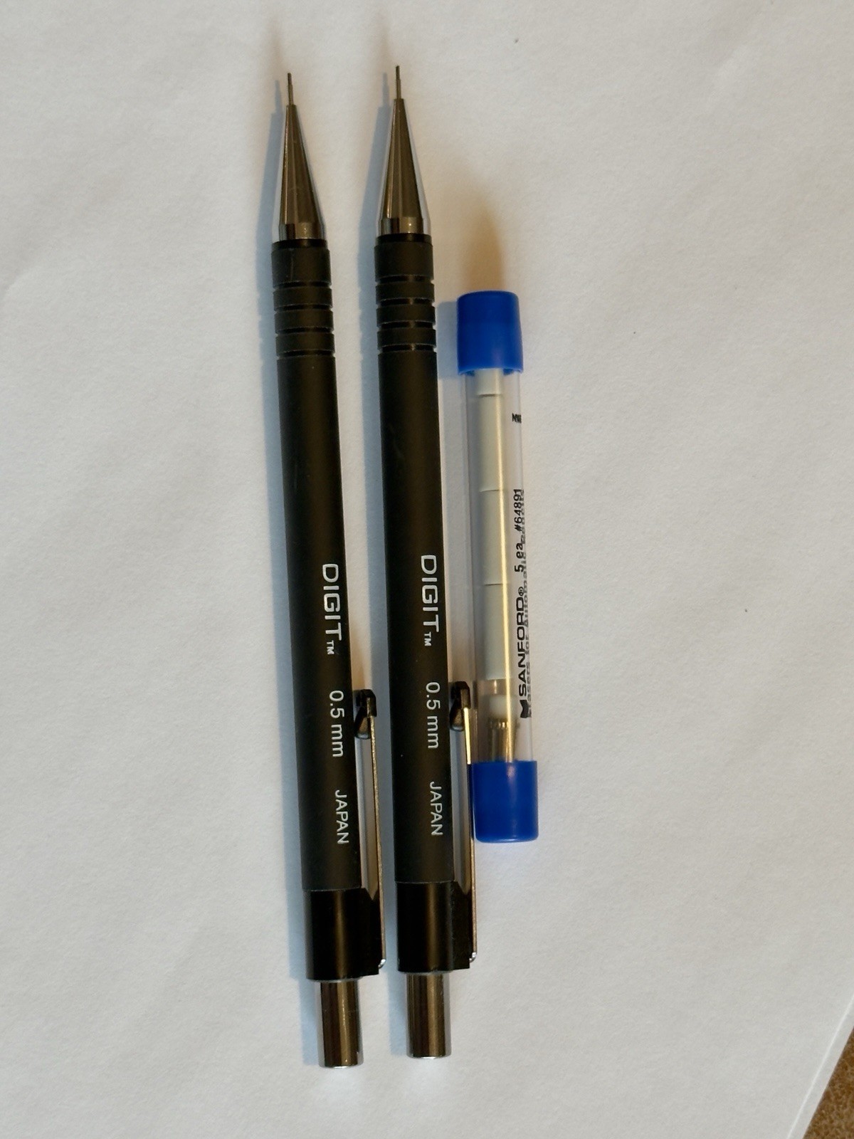 Lot of 3 Sanford Digit 0.5mm Mechanical Pencil Japan Retractable Chrome + Eraser