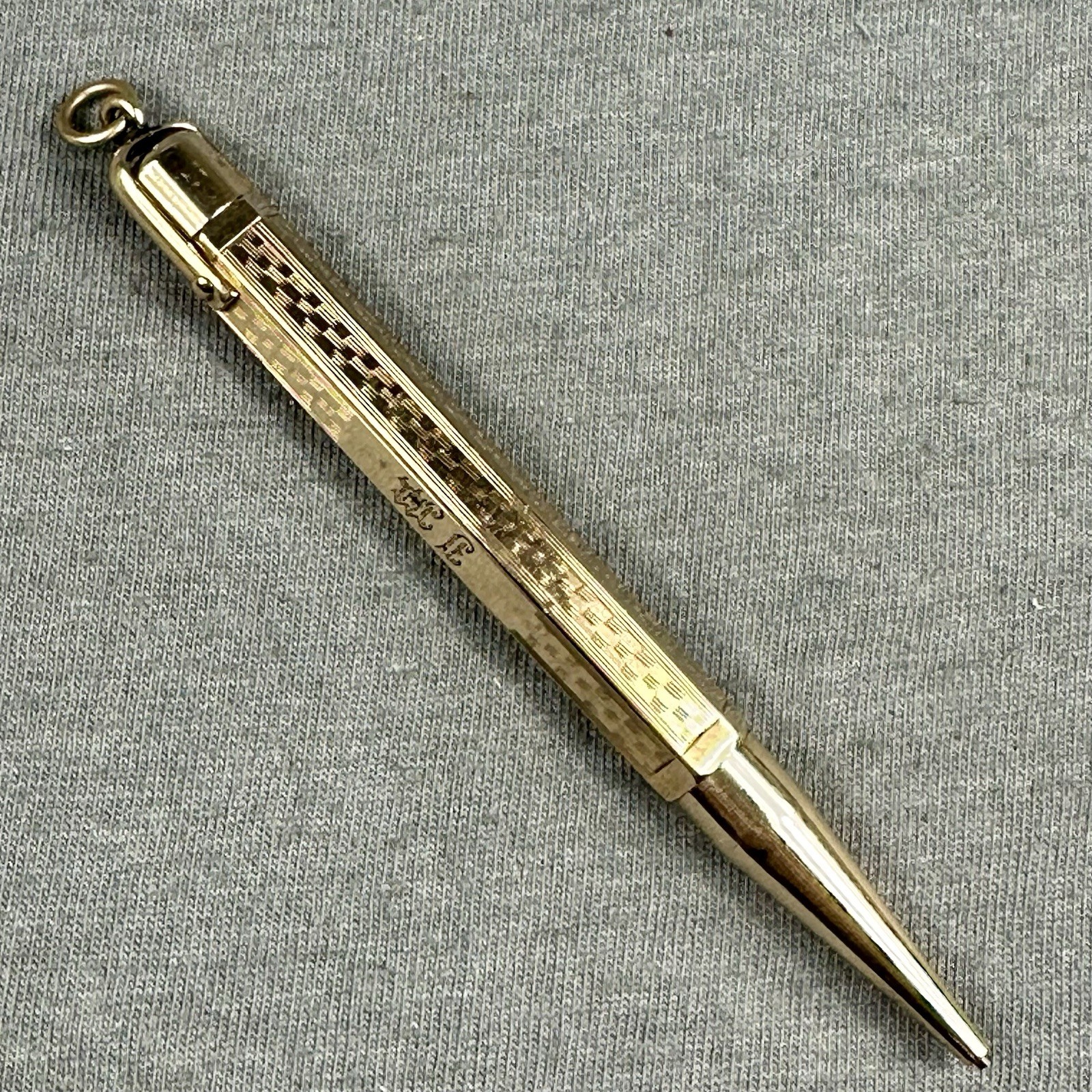 Mabie Todd & Co. Early Hexagonal Pencil Ring Top w/Bail Gold Filled Fyne Poynt