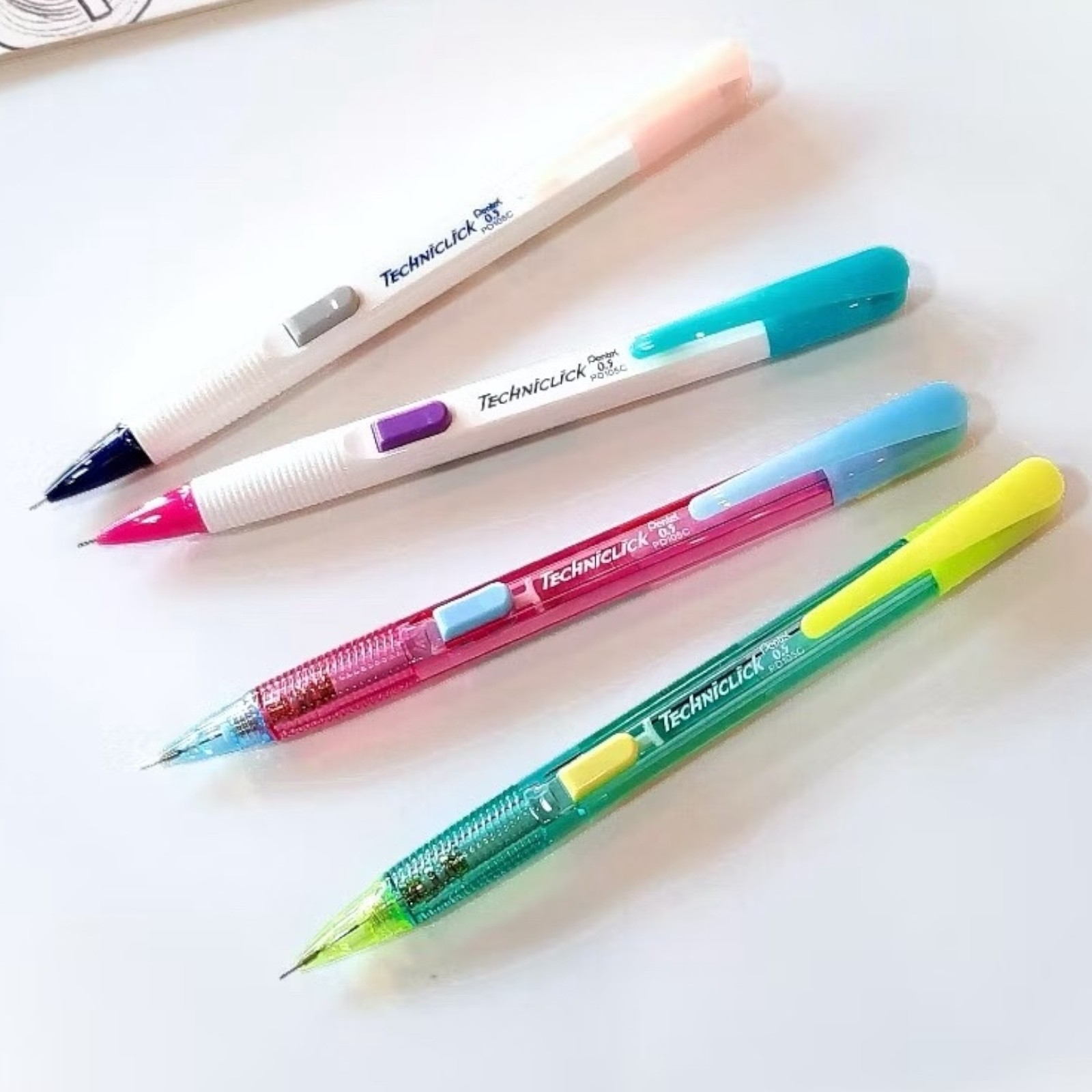 x12 Pentel Techniclick Mechanical Pencil 0.5 mm Slide Click Set Mix Color Kids