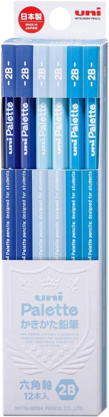 Mitsubishi Pencil Unipalette 2B Writing Pencil, Pastel Blue, 1 Dozen, K5560