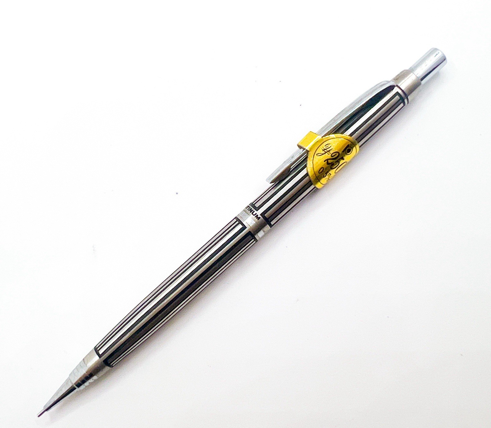NOS platinum Mechancial Pencil Etched streak Full Metal 0.5mm 0.5 With Price Tag