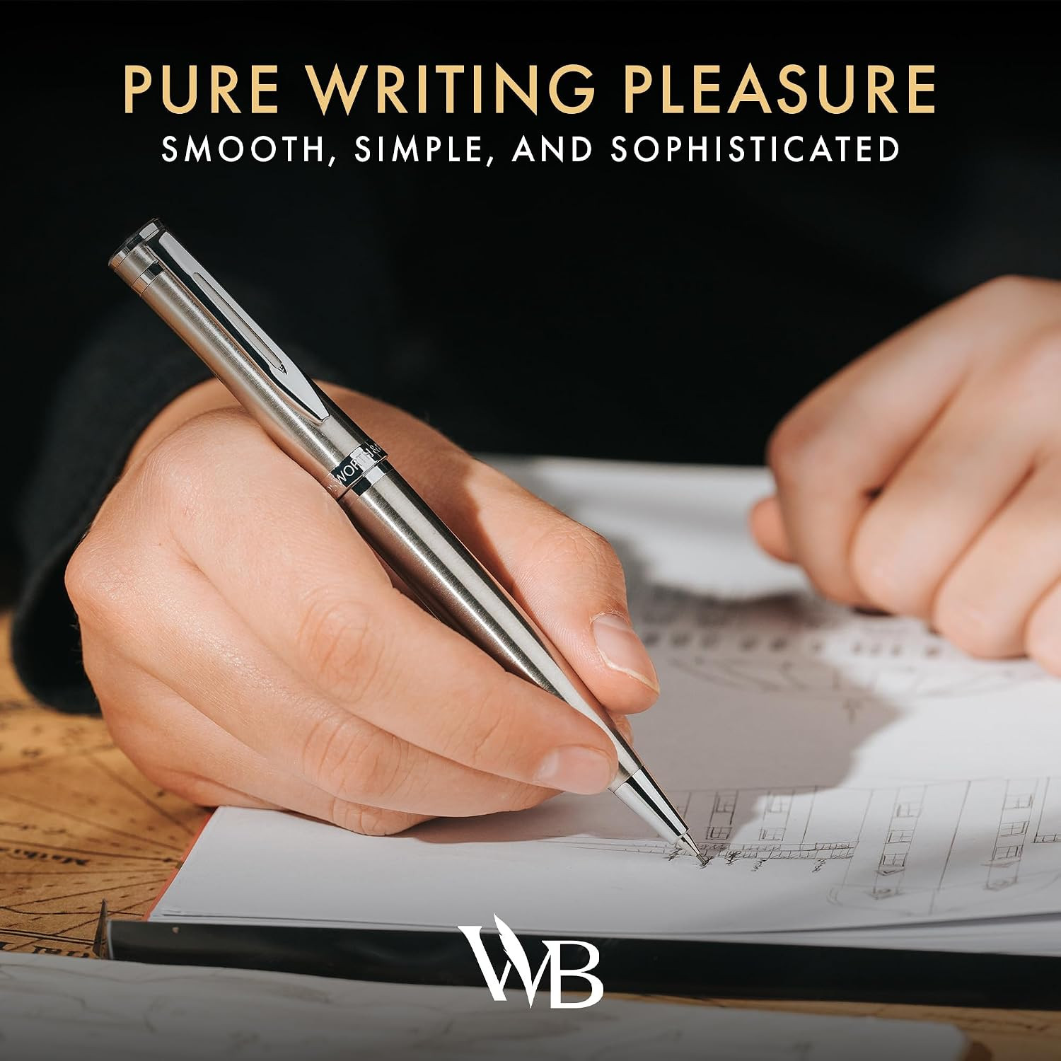 Wordsworth and Black Mechanical Pencil Graphite Lead- Stunning Luxury Metal Penc