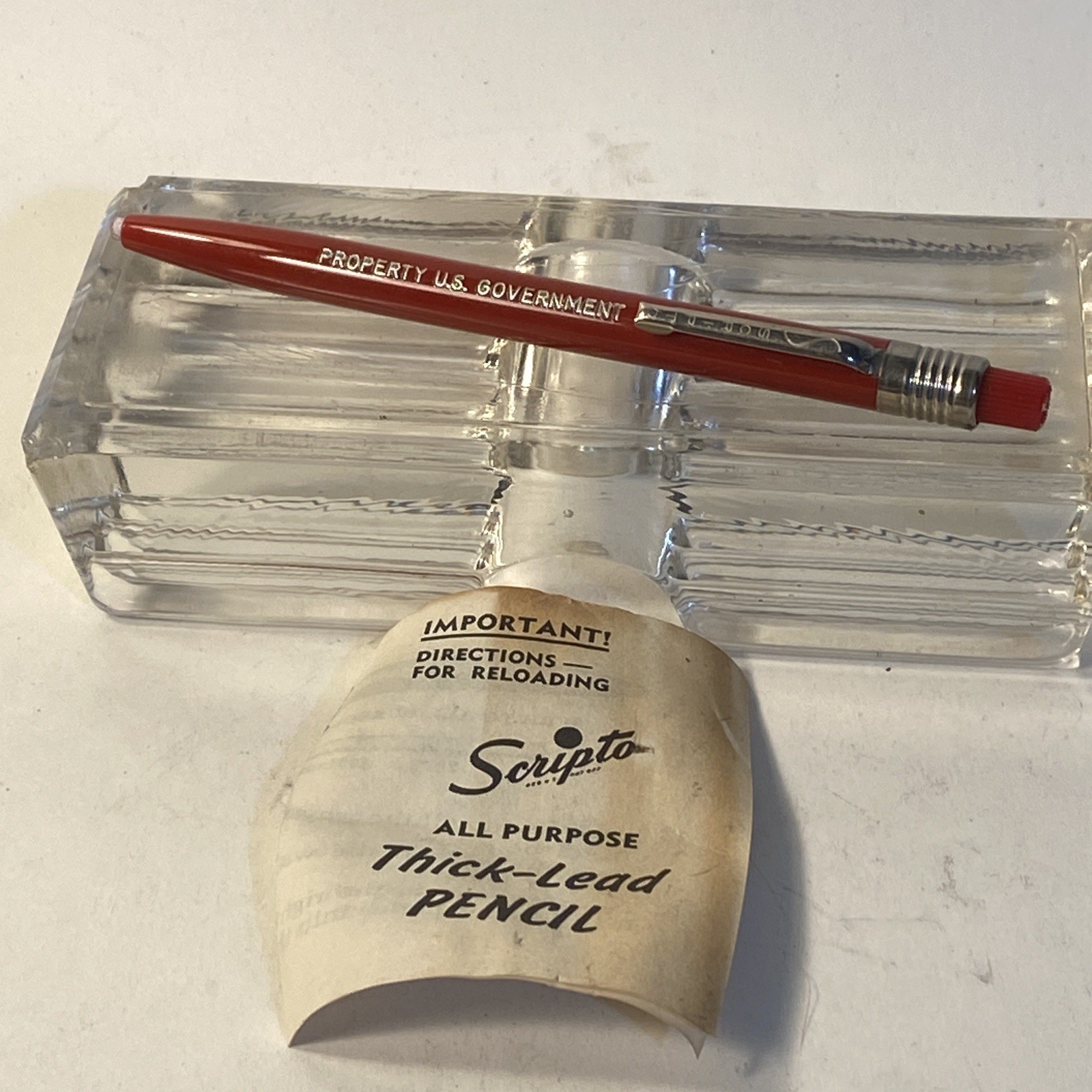 Scripto Thick Lead Pencil China Marker Property U.S. Gov