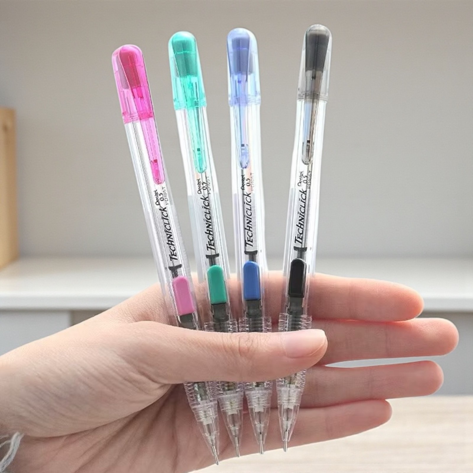 x12 Pentel Techniclick Mechanical Pencil 0.5 mm Slide Click Set Mix Color Kids