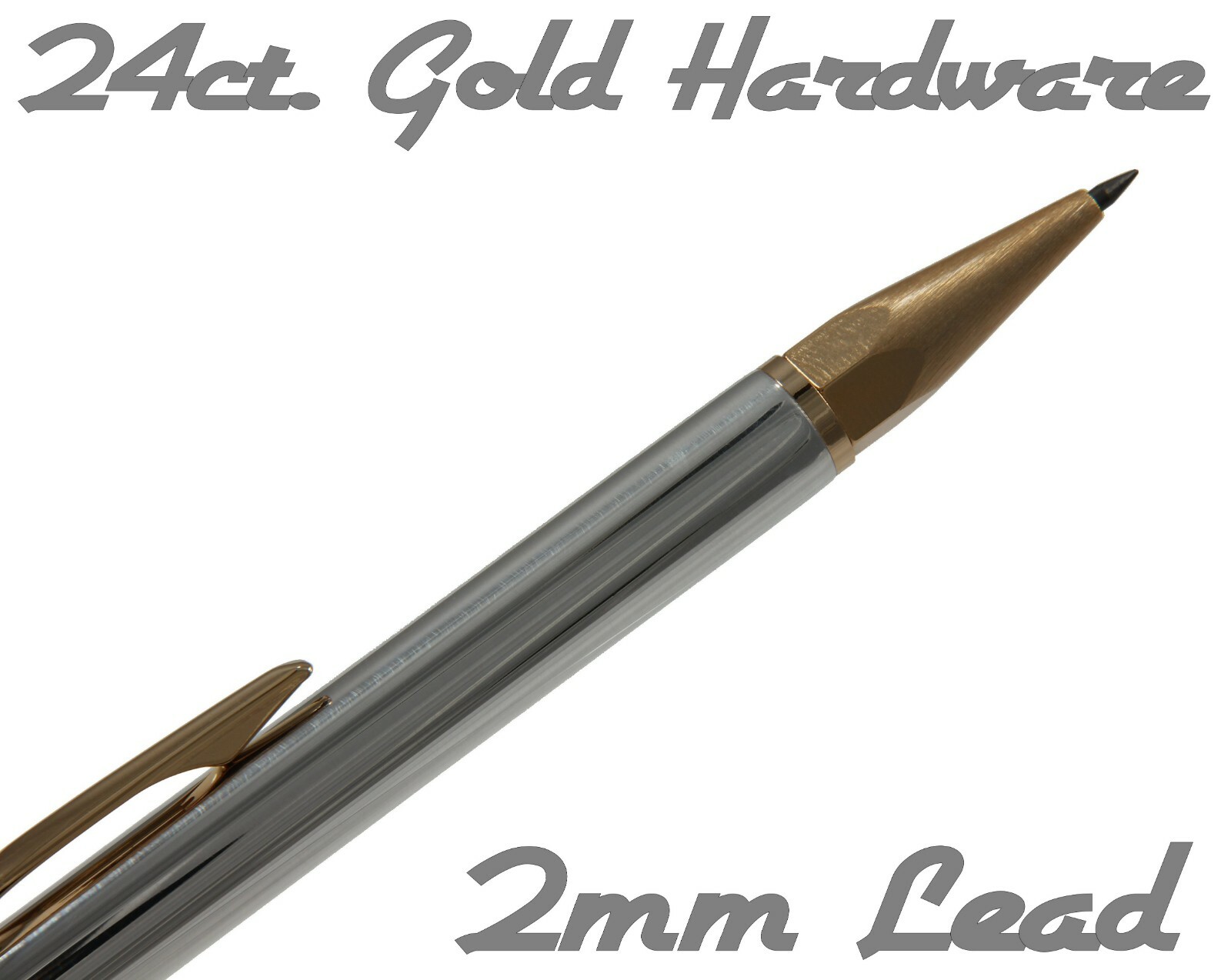 Handcrafted 2mm 24ct. Gold Throw Back Series Pencil with a Aluminum Body / #192