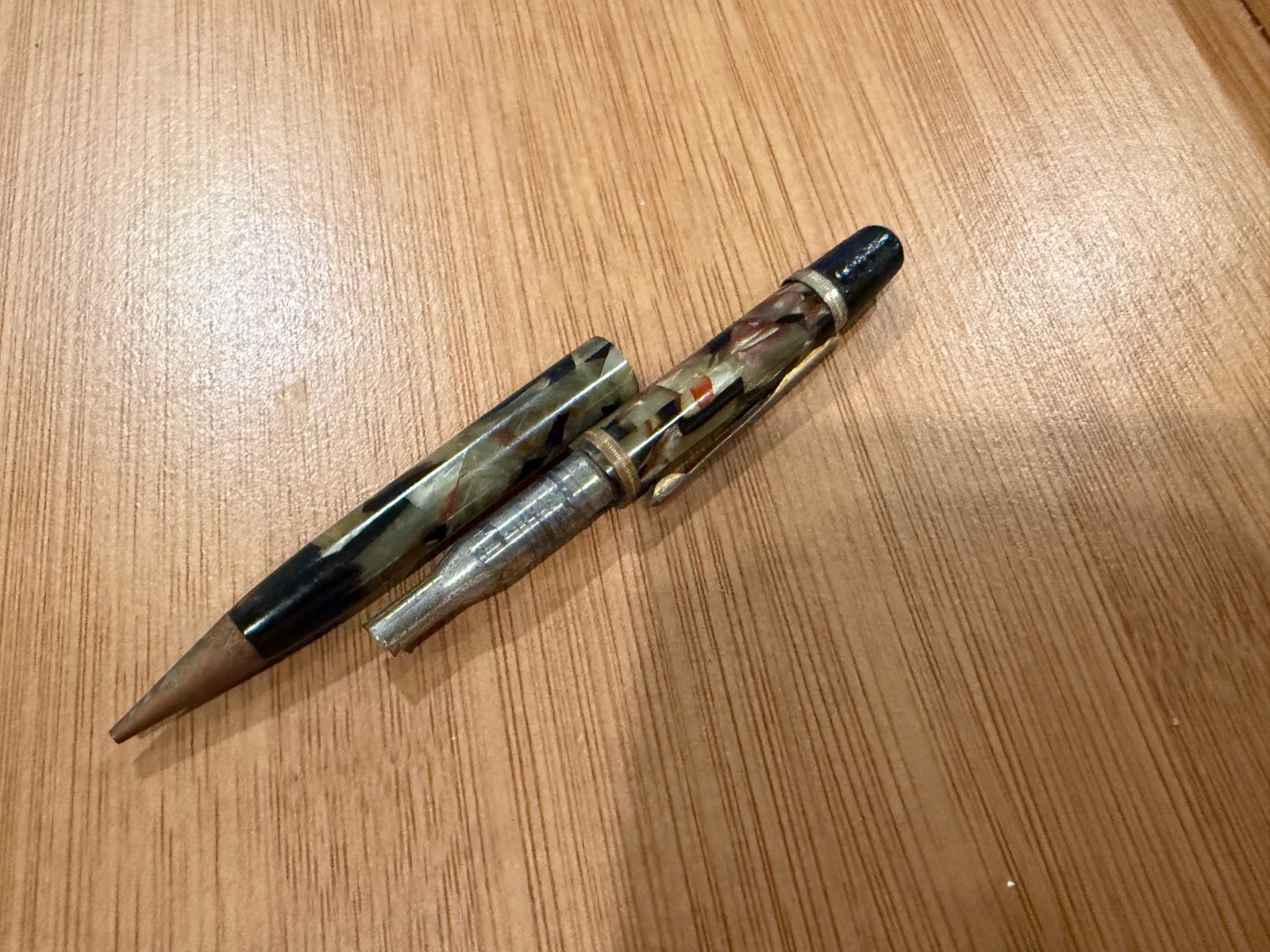 Vintage Wearever Green Black Camo Plastic or Celluloid Mechanical Pencil
