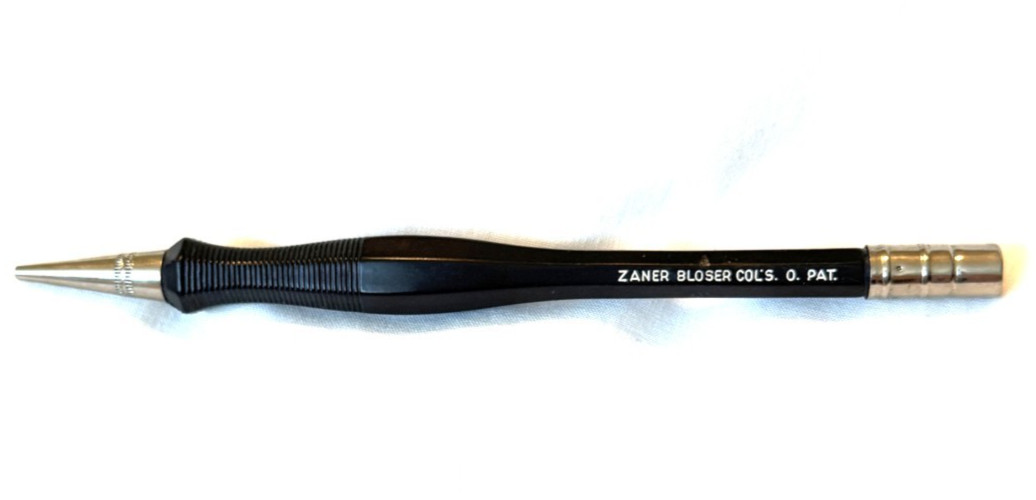 Vintage Zaner Bloser Col’s. O. Pat Black Silver Trim Ergonomic Mechanical Pencil