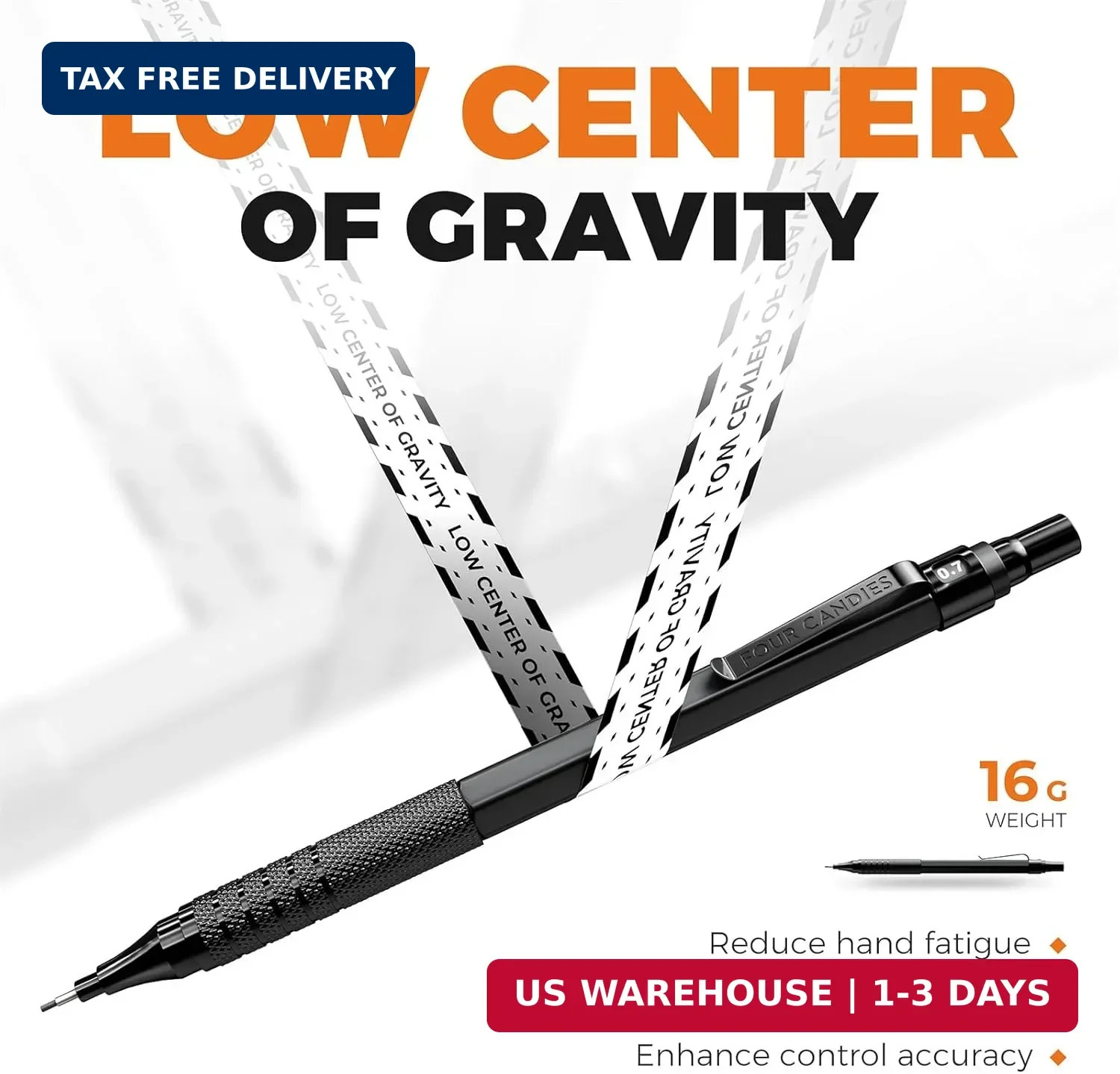 Four Candies 4PCS 0.5mm & 0.7 mm Metal Mechanical Pencils Set, 480PCS Lead Refil
