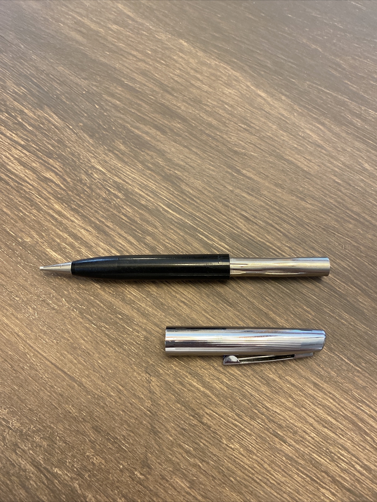 Vintage Sheaffer Mechanical￼Pencil Chrome Black Barrel No Lead No Eraser
