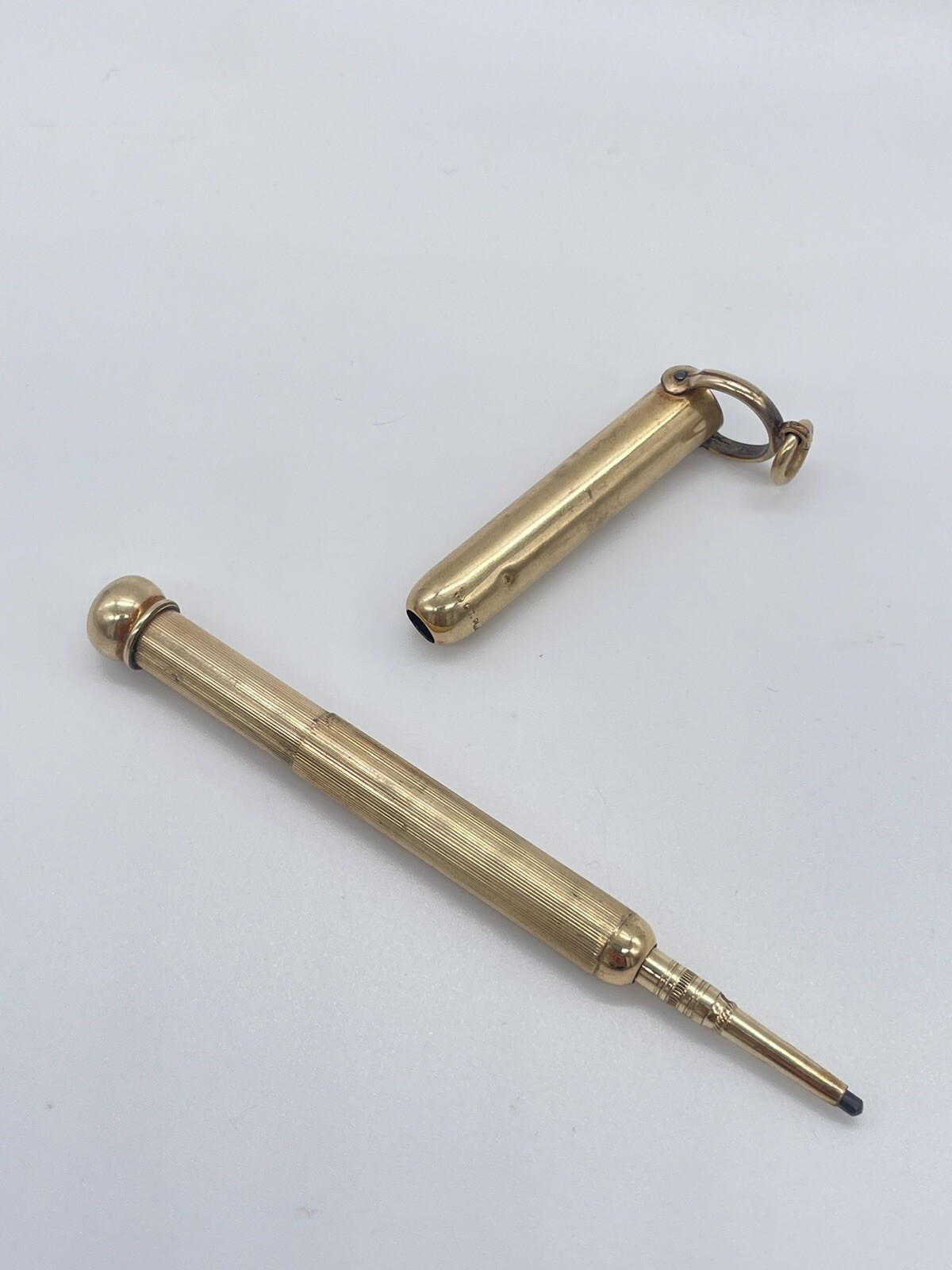 Antique W S Hicks NY 10k Yellow Gold Plate Propelling Chatelaine Pencil Works