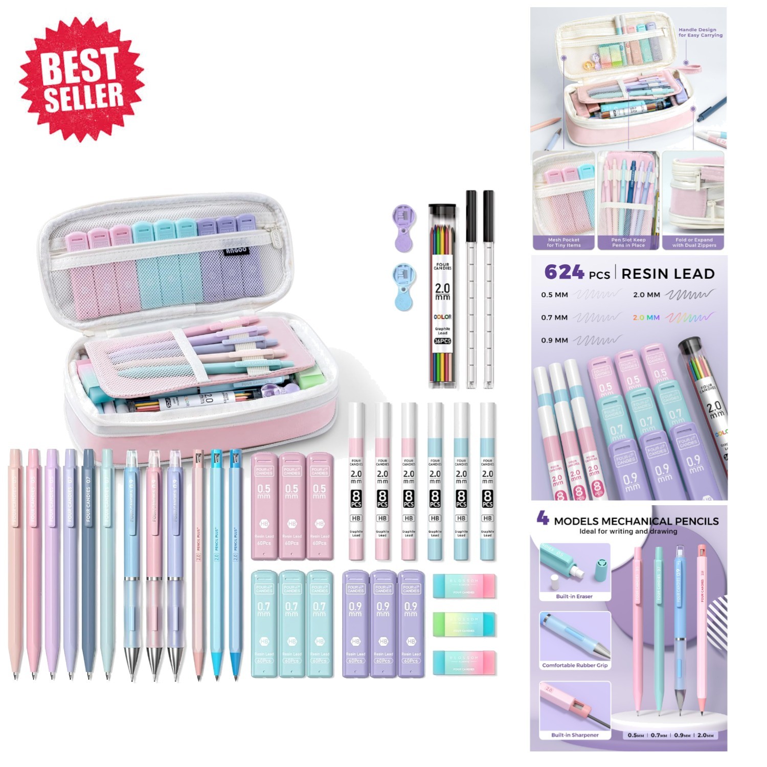 Ultimate 36-Piece Mechanical Pencil Set in Pink | Perfect for Writing & Drawing