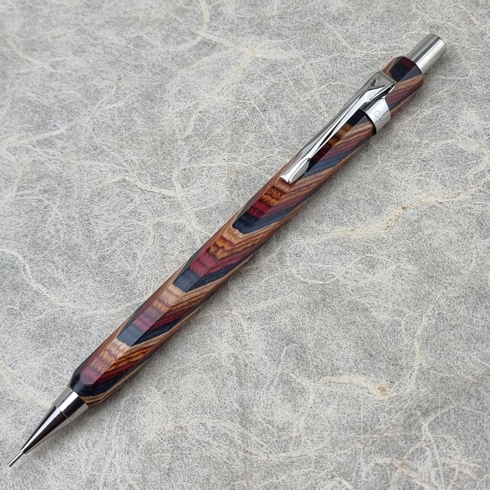 Hand Crafted Pentel P-205(0.5mm) Mechanical Pencil with Octagonal Wood Barrel