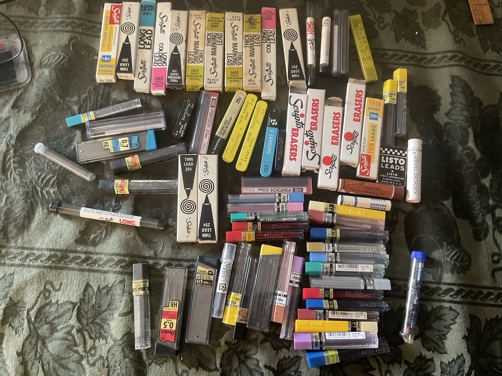 Vintage huge lot mechanical pencil leads & erasers Scripto PENTEL