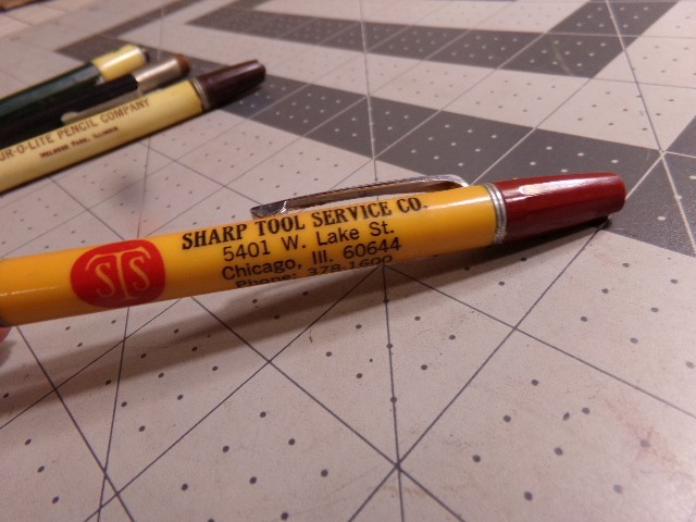 4 Vintage Durolite Advertising Mechanical Pencils. Dur-O-Lite, P &G, Dale Carnig