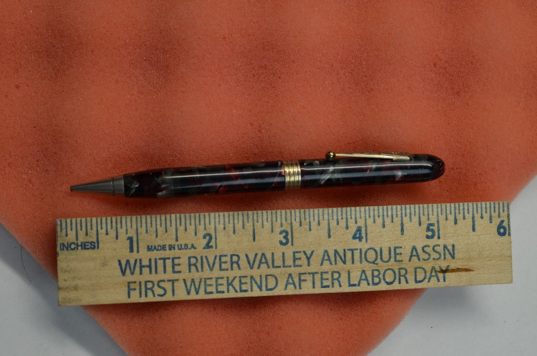 vintage fountain pencil Majestic black gray red marble