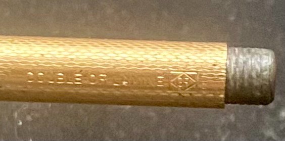 VTG FRENCH GOLD-PLATED MECHANICAL TWIST PENCIL, RING, NOT ENGRAVED c1930 g
