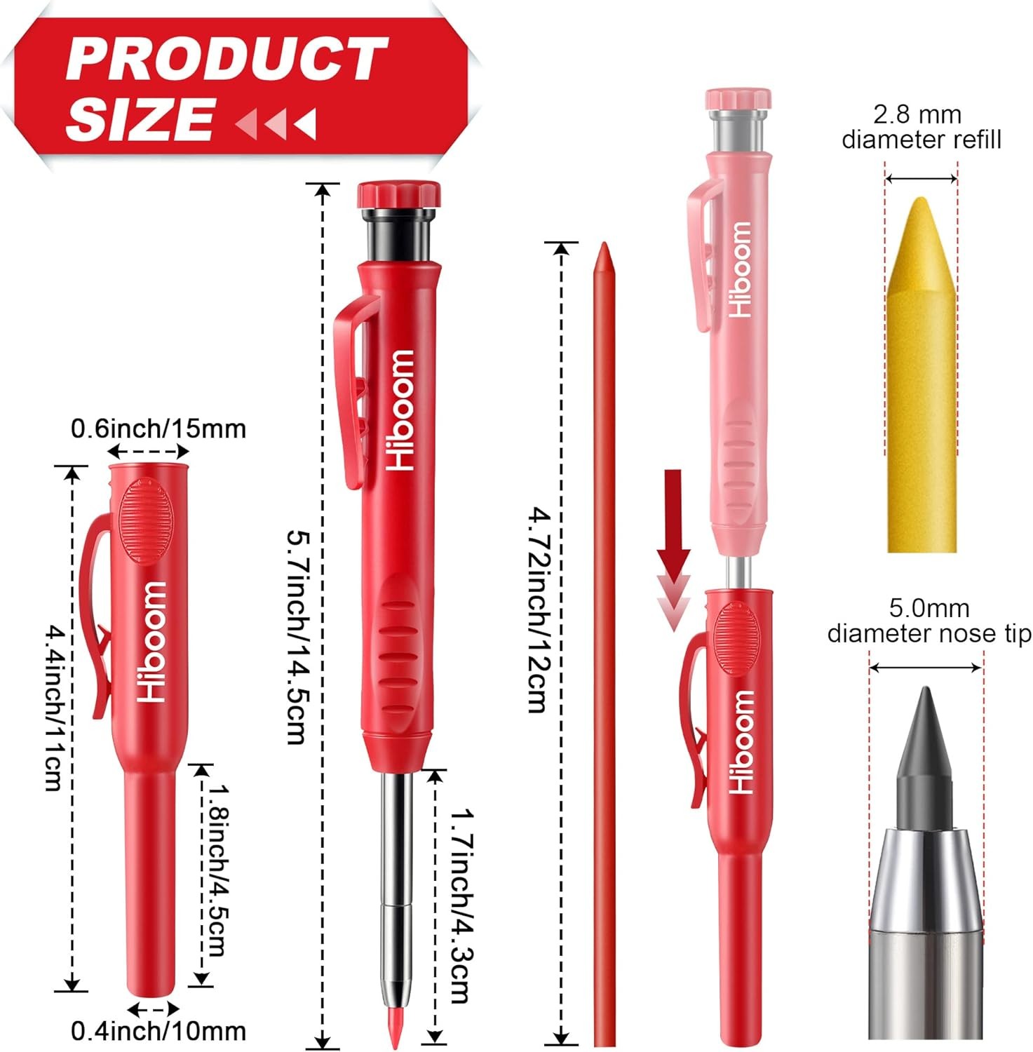 Hiboom 3 Pack Carpenter Pencils Set with 24 11 Count (Pack of 3), Gray,Yellow
