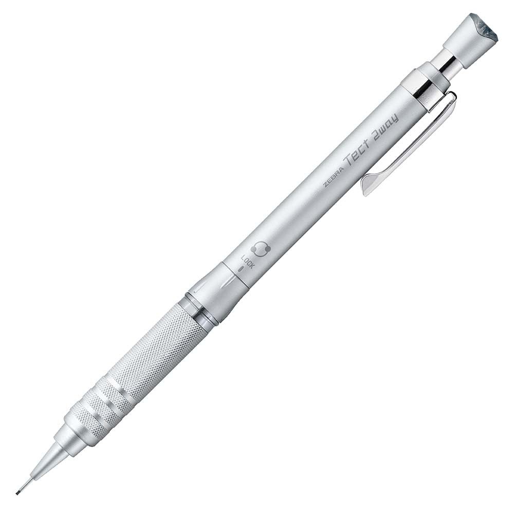 ZEBRA Mechanical Pencil, Tect 2-Way RO, 0.5mm, Metal Silver, Knurled Model, P-MA