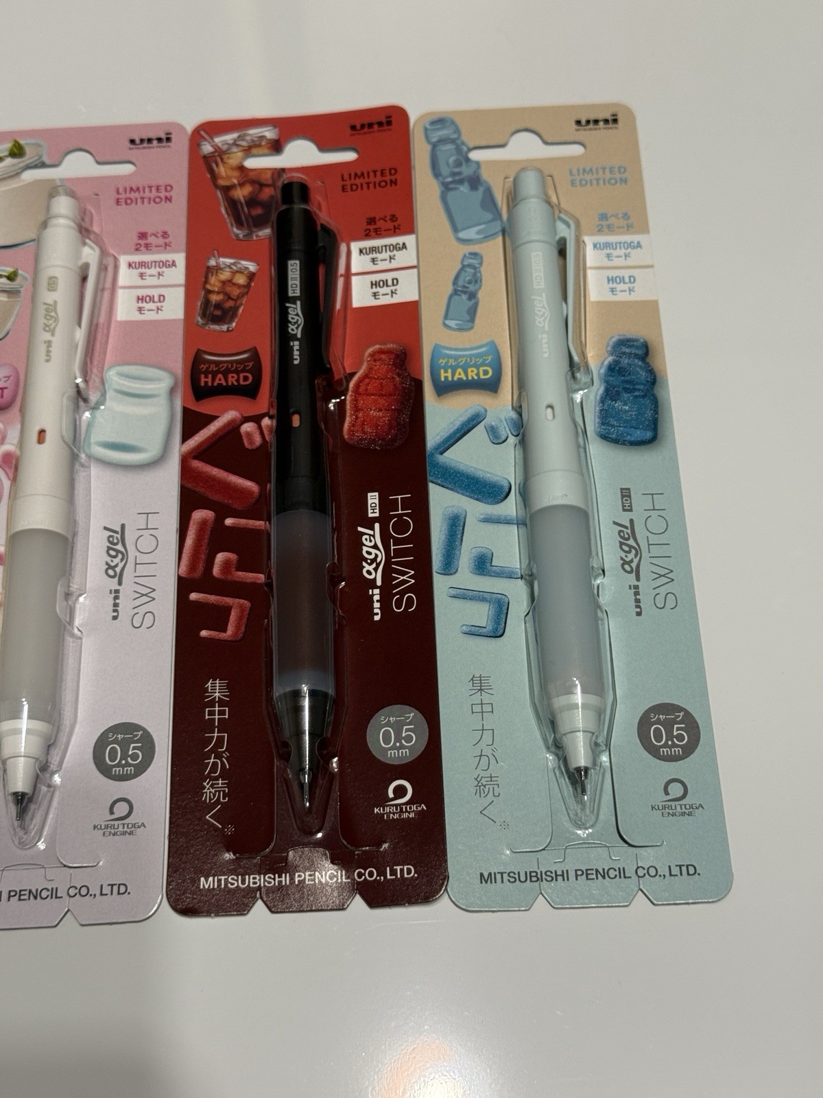 Uni Alpha Gel Mechanical pencil Set Of 4 Kuru Toga System Japan 0.5mm Limited。
