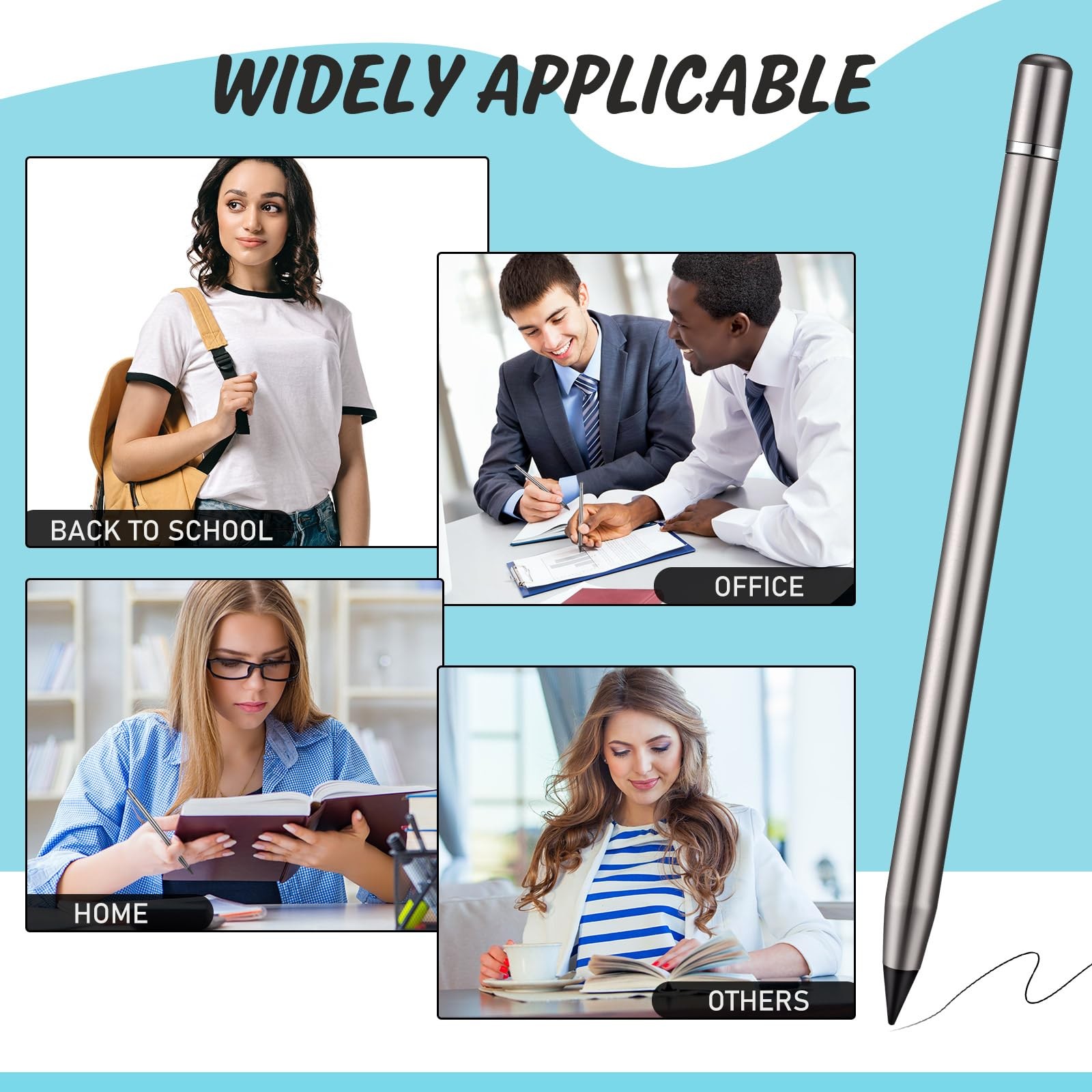 Metal Inkless Pen Inkless Erasable Aluminum Pencil with Eraser for Writing