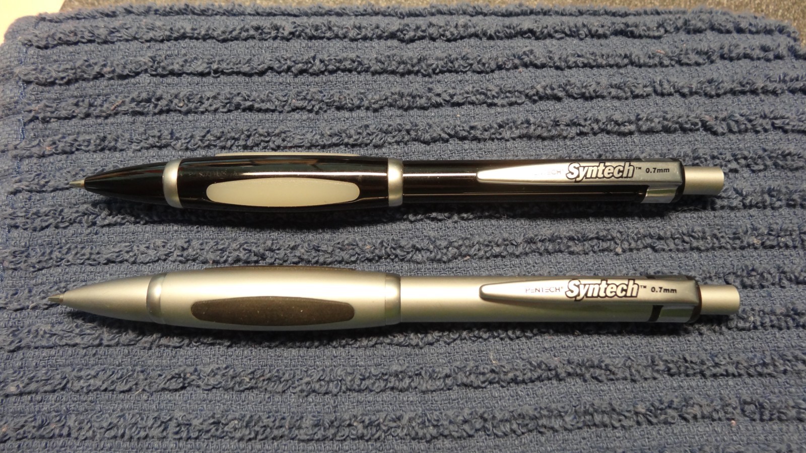 2 Pentech Syntech .7mm Mechanical Pencils, Silver & Black Used Please Read