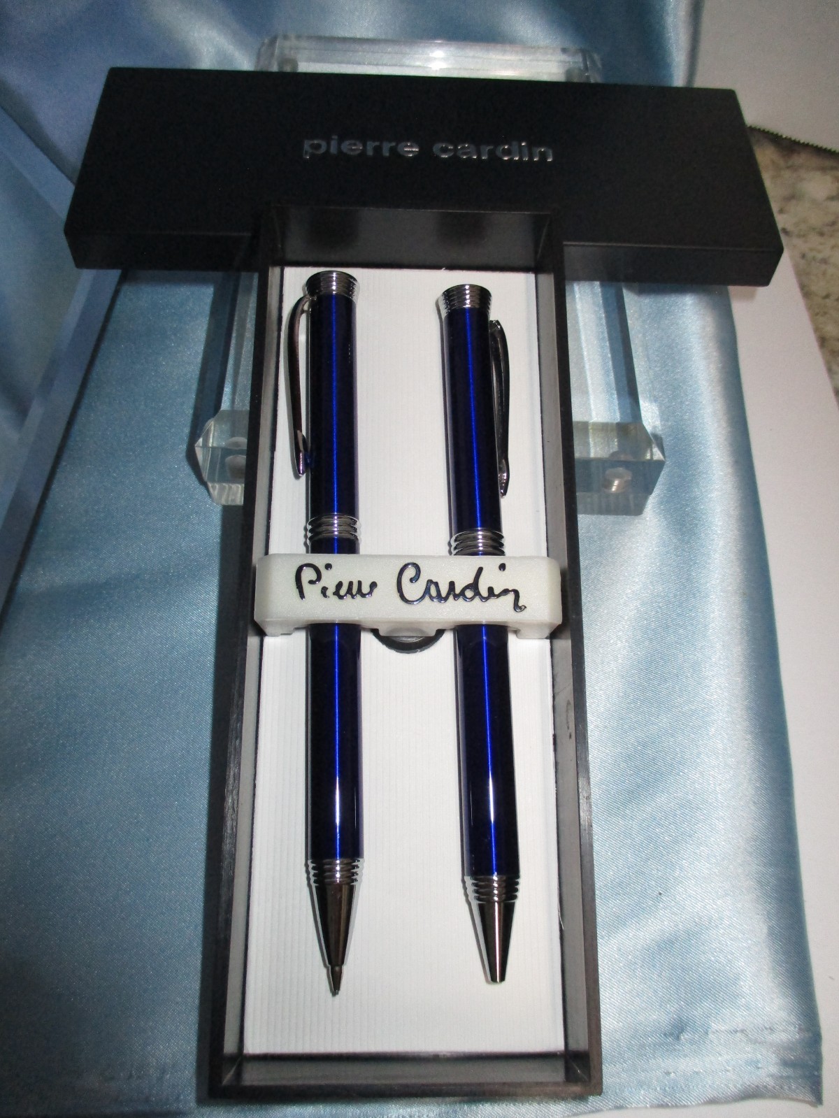 Pierre Cardin Pen & Mechanical Pencil Set Never Used Cobalt Blue/Silver New