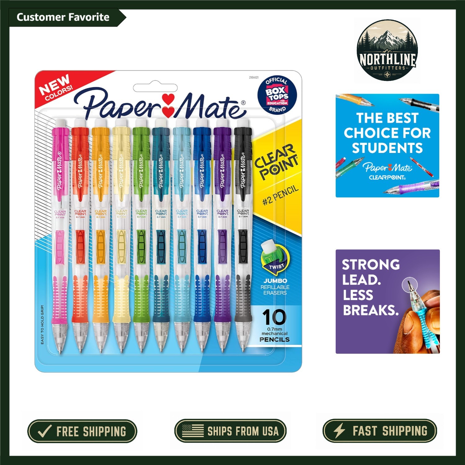 Precision Mechanical Pencils Set – 10 Assorted Colors, 0.7mm with Jumbo Eraser