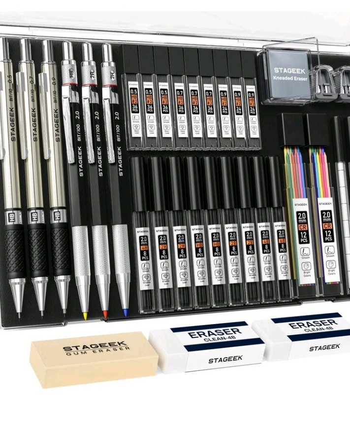 34PCS Art Mechanical Pencil Set, Drafting Pencil 0.5, 0.7, 0.9MM & 3PCS 2.0MM…