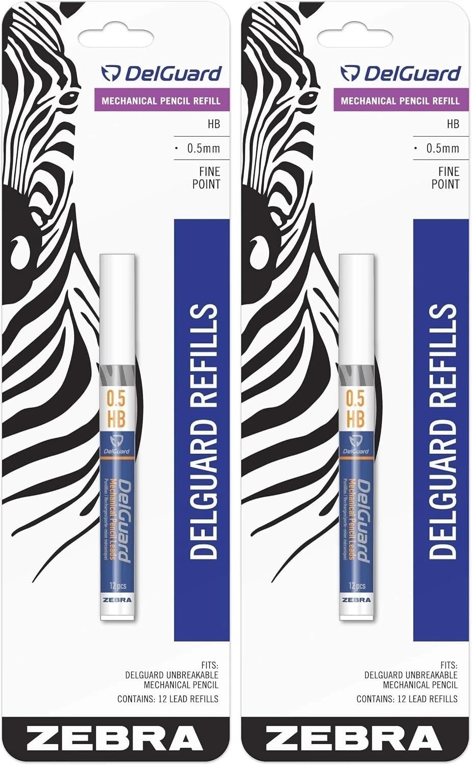 Zebra Delguard Mechanical Pencil Lead Refill, 0.5 Mm, Hb, Black, 12/tube Pack…