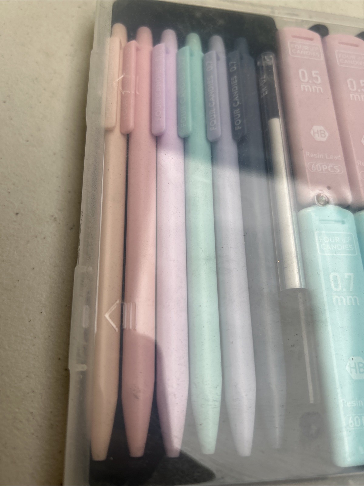 Four Candies Cute Mechanical Pencil Set 6PCS Pastel Mechanical 0.5Mm & 0.7Mm