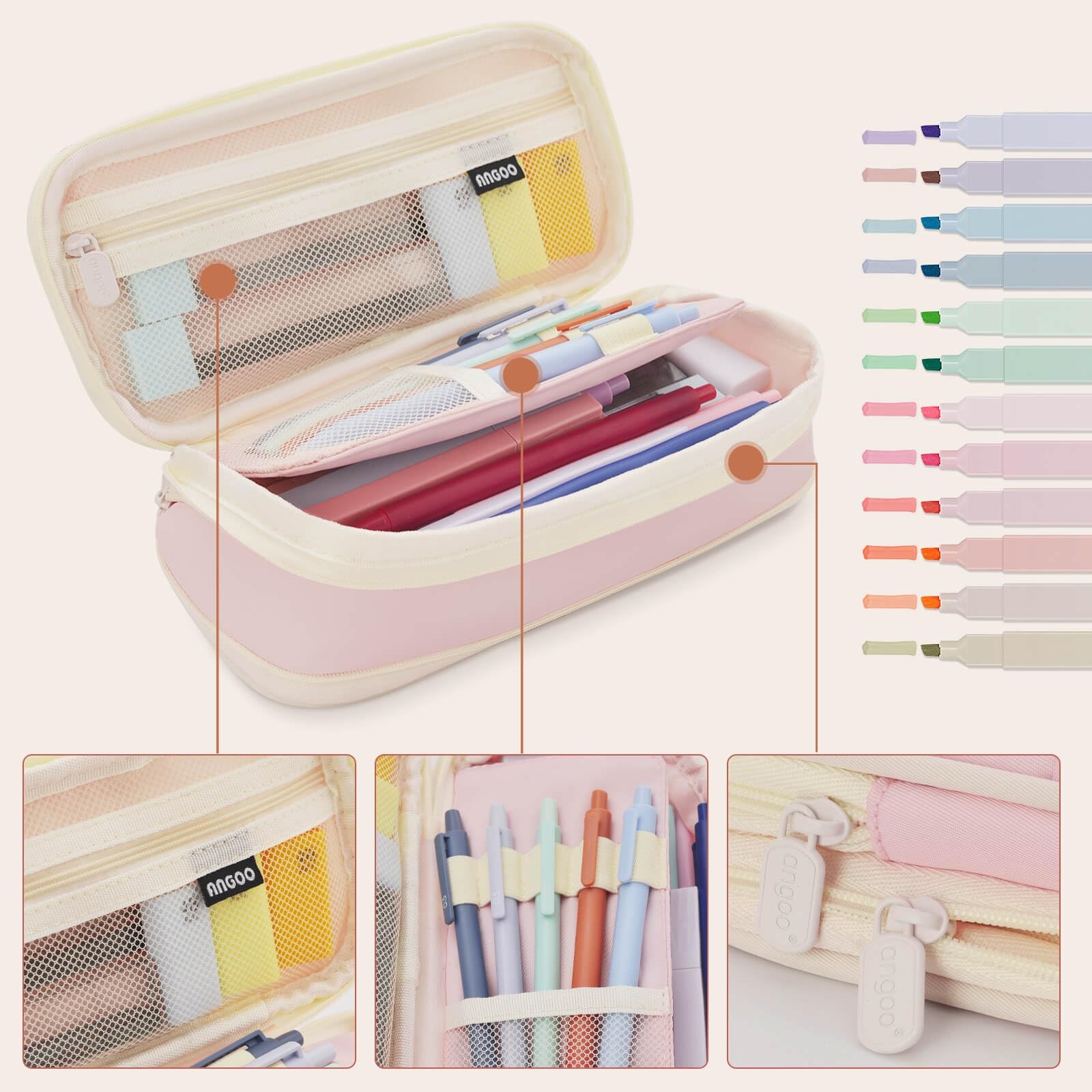 52 PCS Aesthetic School Supplies with Pen Case Gel Pens Rulers Pencils
