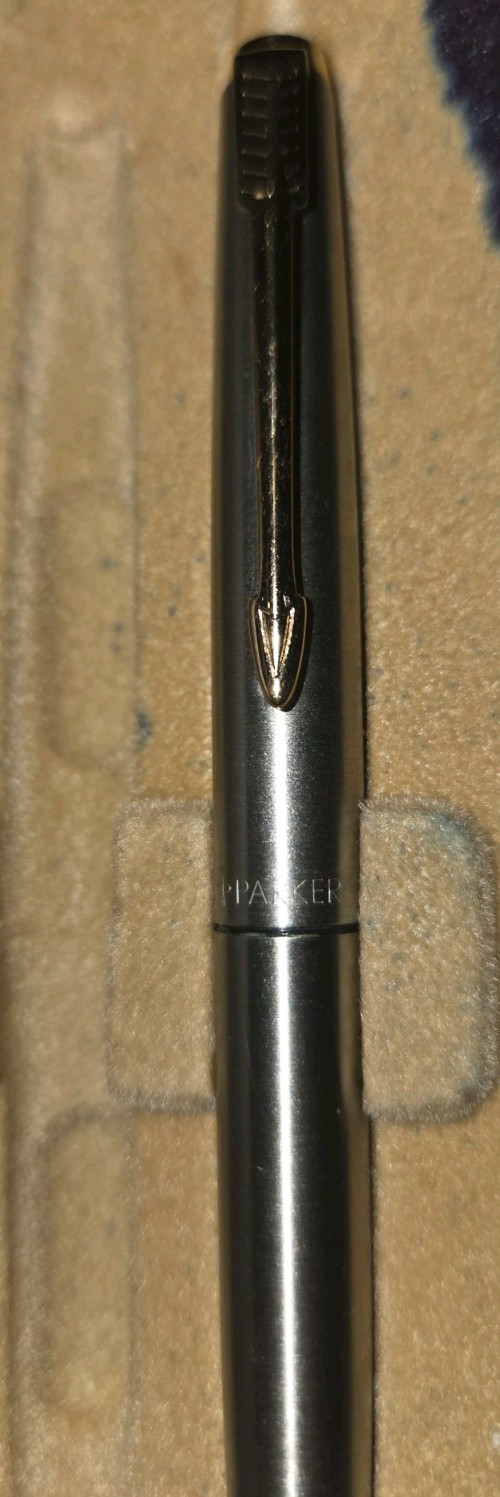 Vintage 1970’s Parker 45 Flighter Brushed Steel Mechanical Pencil w/ Gold Trim