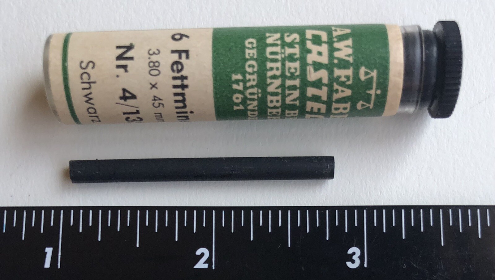 Vintage A. W. Faber Castell NOS 6pk Tube 3.8mm Mechanical Pencil Lead 1-3/4″
