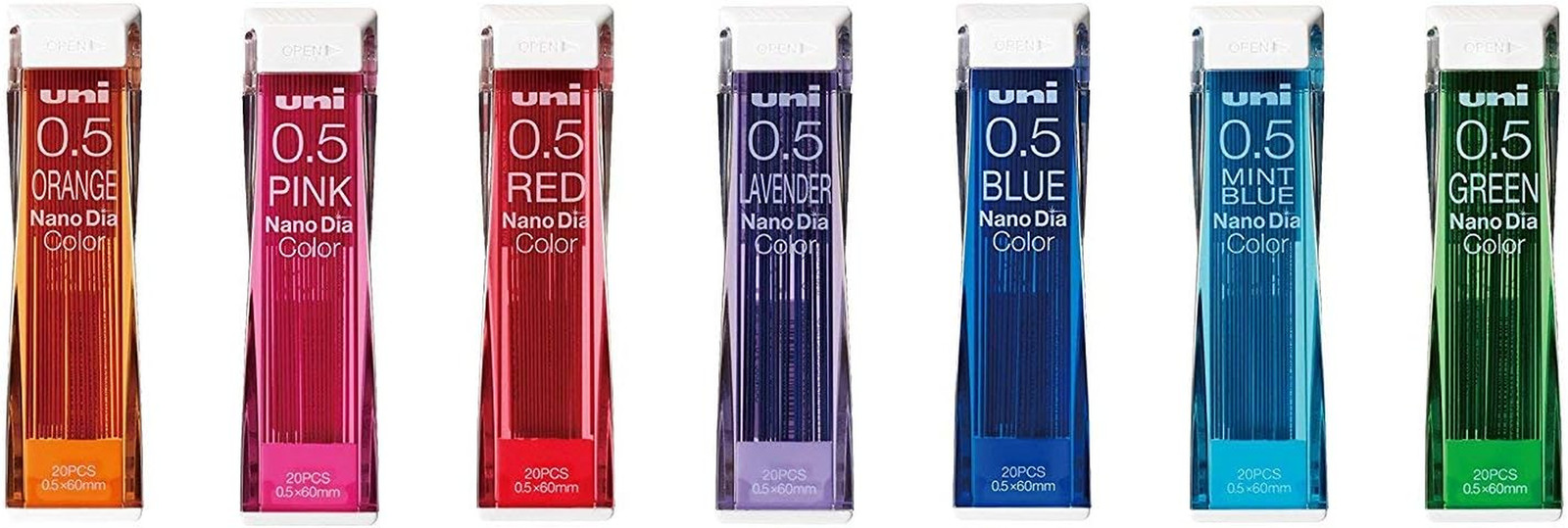 NanoDia Color Mechanical Pencil Leads 0.5mm 7 Color Set, 7 Pack/total 140 Leads