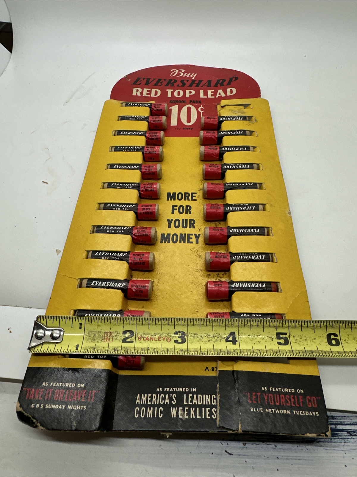Vintage Eversharp Red top pencil lead School Pack Store Display 10 Cent