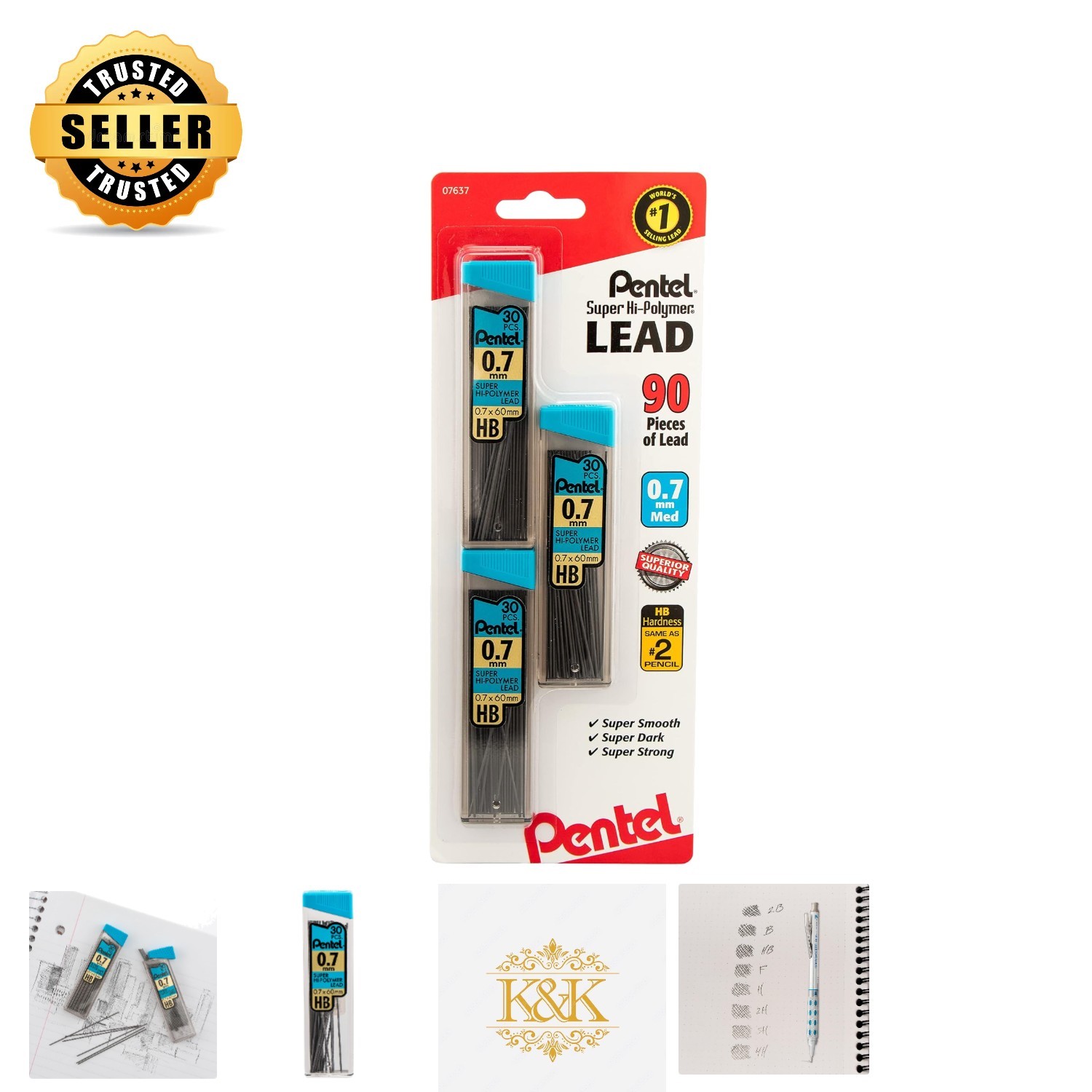 Super Hi-Polymer 0.7mm Pencil Leads – Eco-Friendly and Break-Resistant, 90 Count