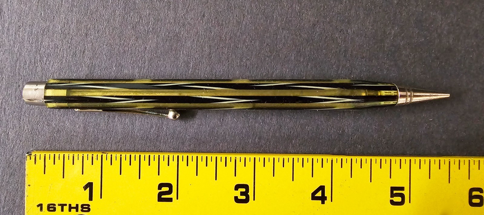 1930’s ONWARD Celluloid Mechanical Pencil Gold & Black Missing Eraser Works Well