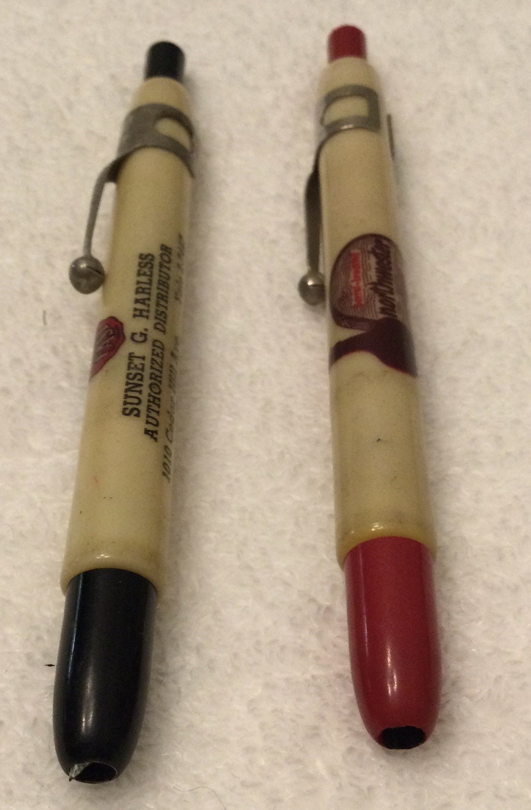 2 Vintage Black Listo Grease Pencil: Owens’ Sausage, Bowes Seal Fast