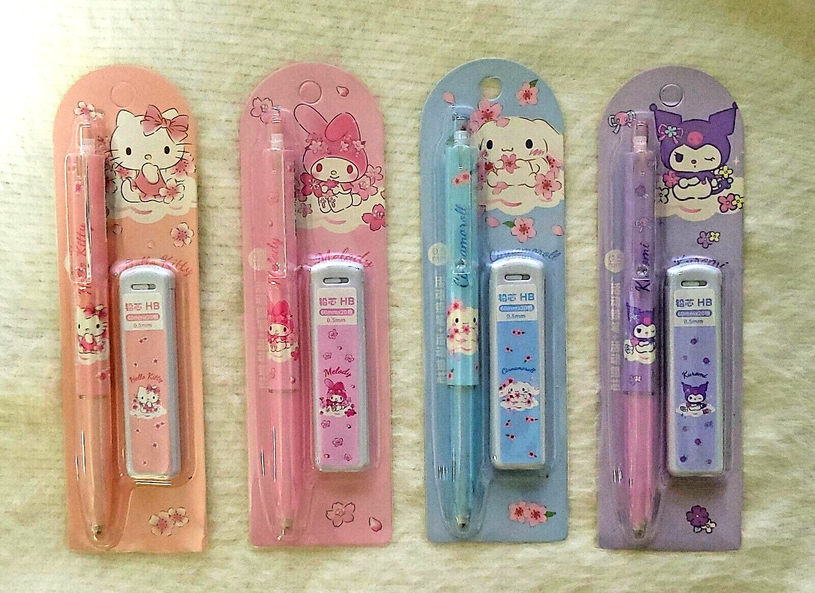 4pcs San Rio Cute Cartoon Mechanical Pencils Sketch Writing Stationery 0.5 mm