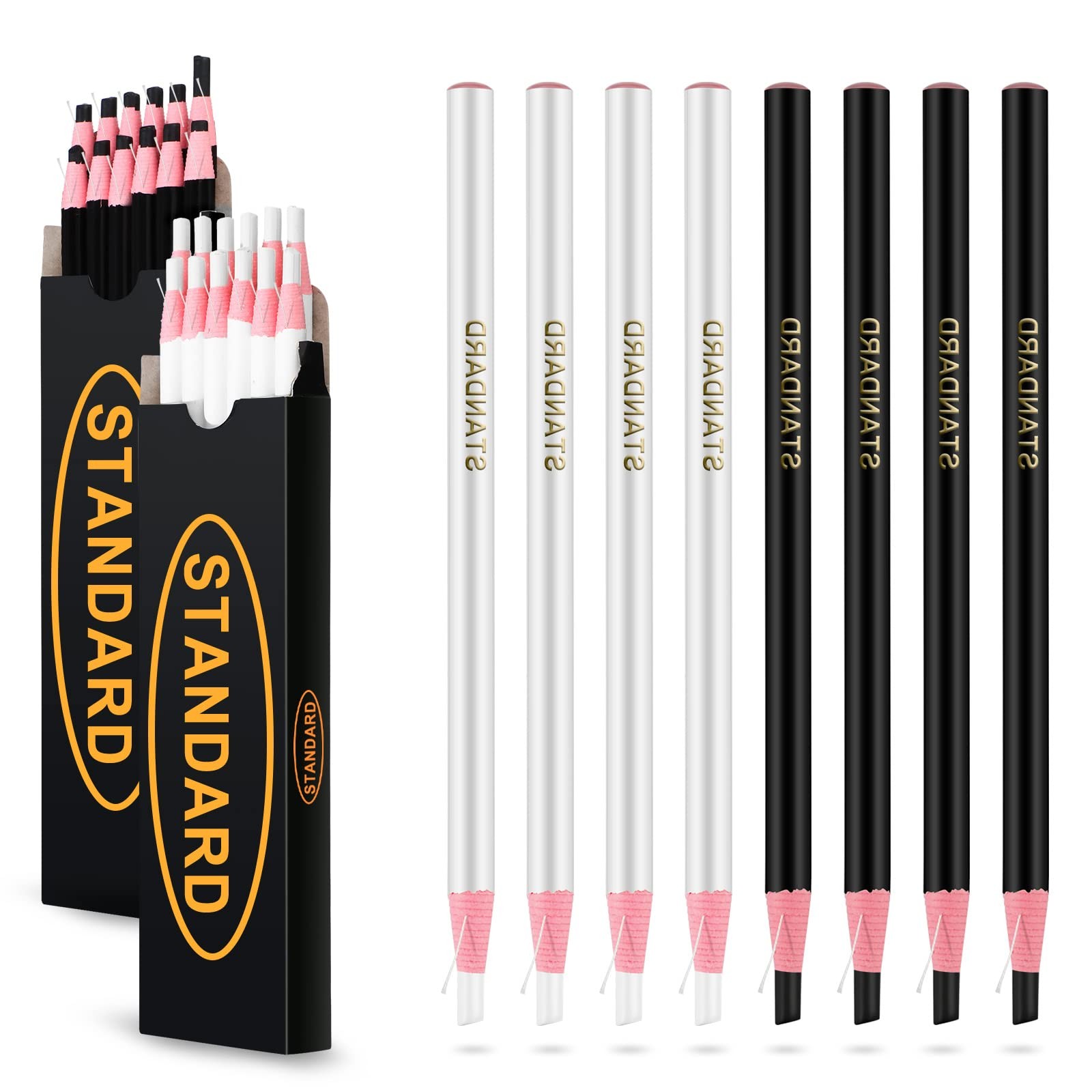 Sabary 24 Pcs Peel off China Marker Pencils Grease Wax Drawing Black,White