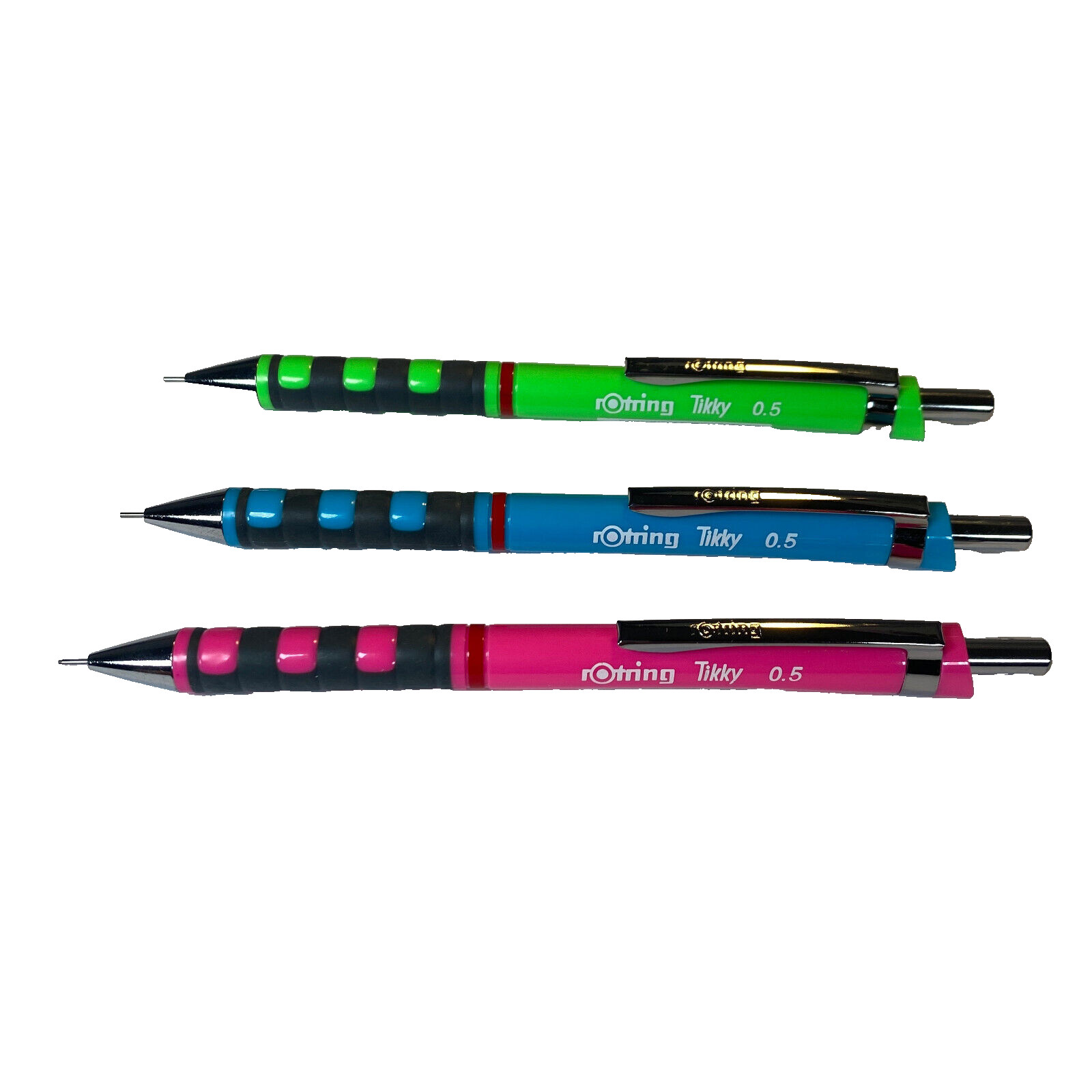 NEW Rotring Tikky 0.5 mm Mechanical Pencil Lot of 3 Grip Green Blue Pink