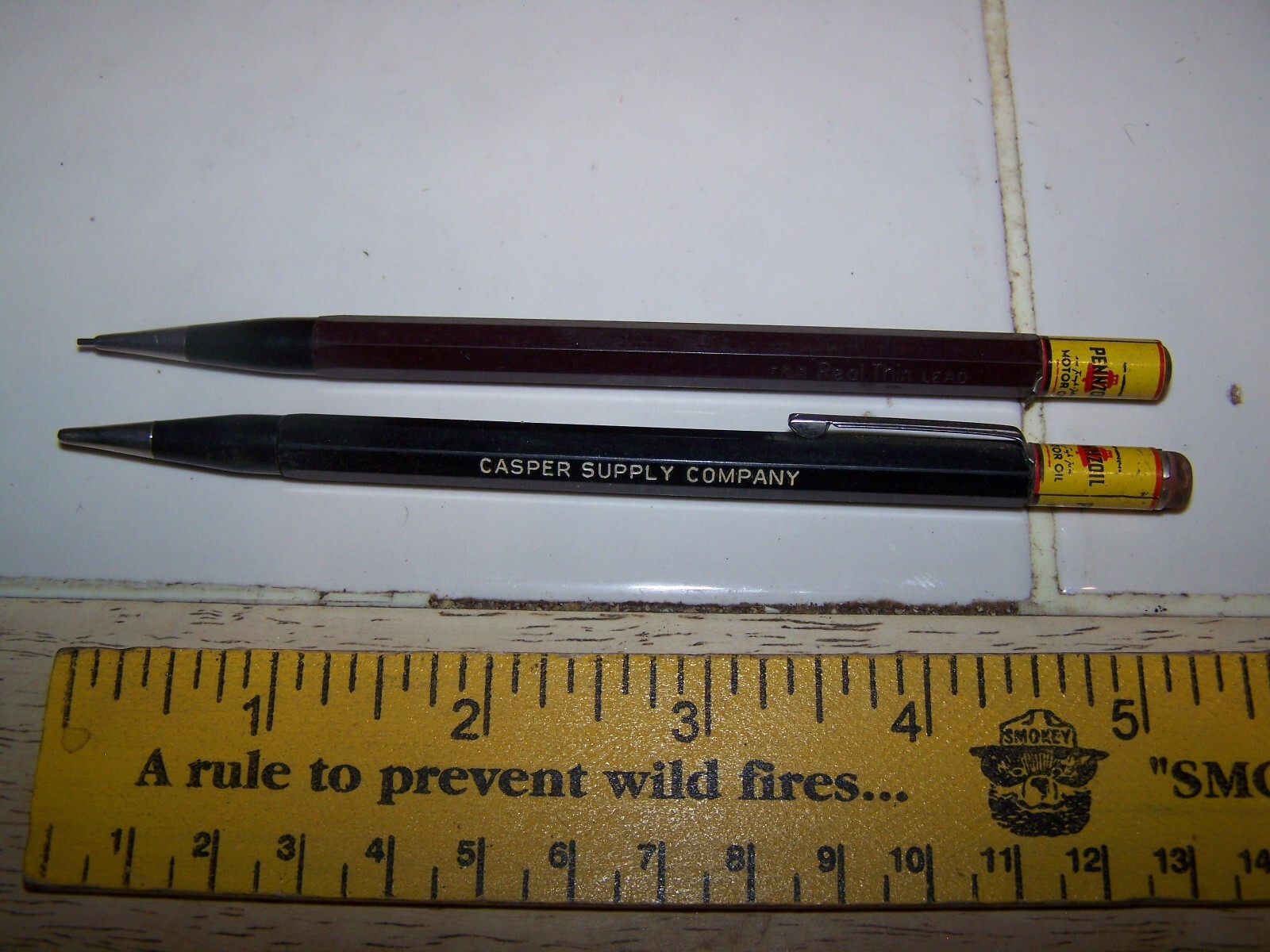 Lot of 2 Vintage Autopoint Hex Sided Mechanical Pencil PENNZOIL Oil Top