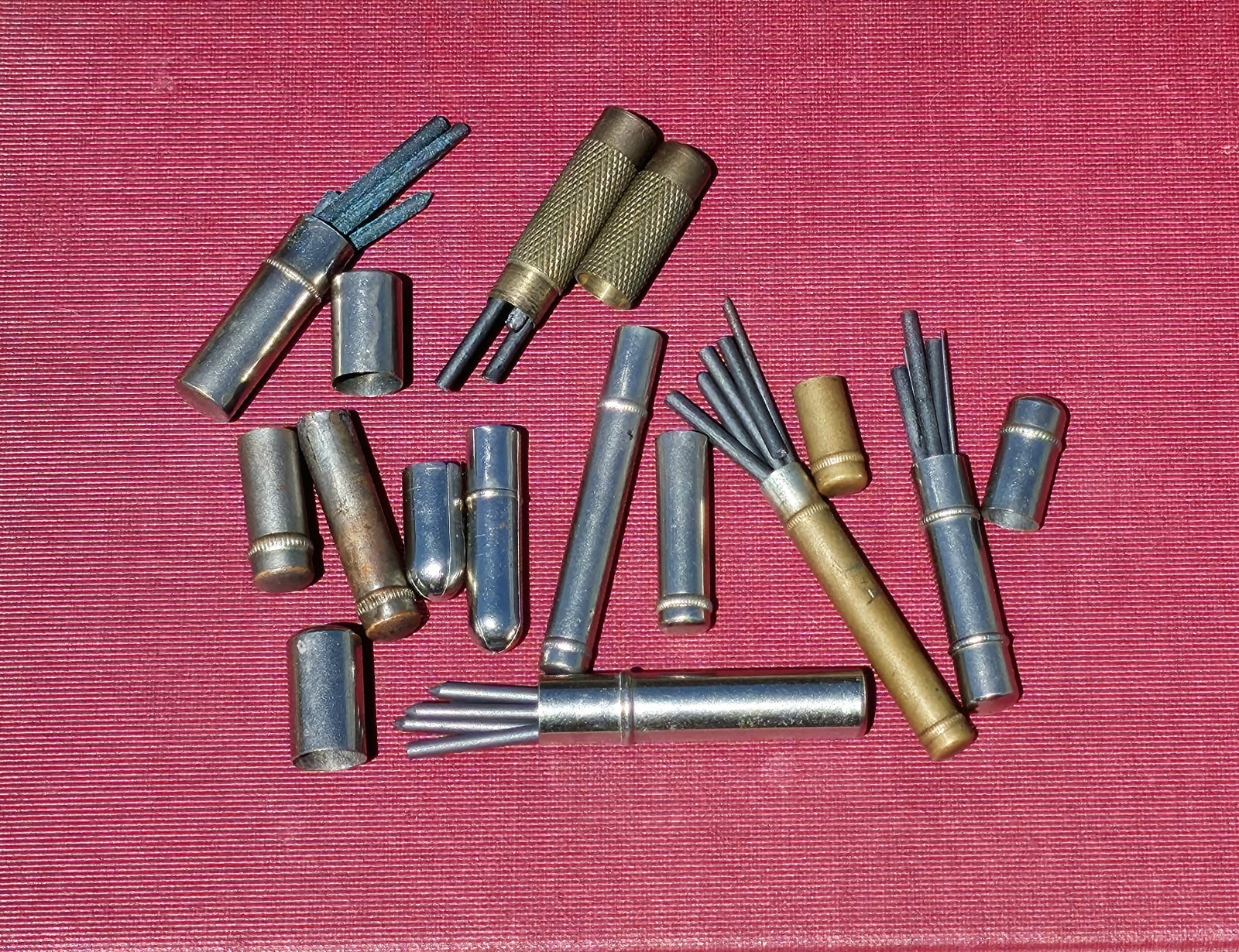 Antique French Mechanical Pencil Lead / Graphite Case Collection – Rare Lot!!!