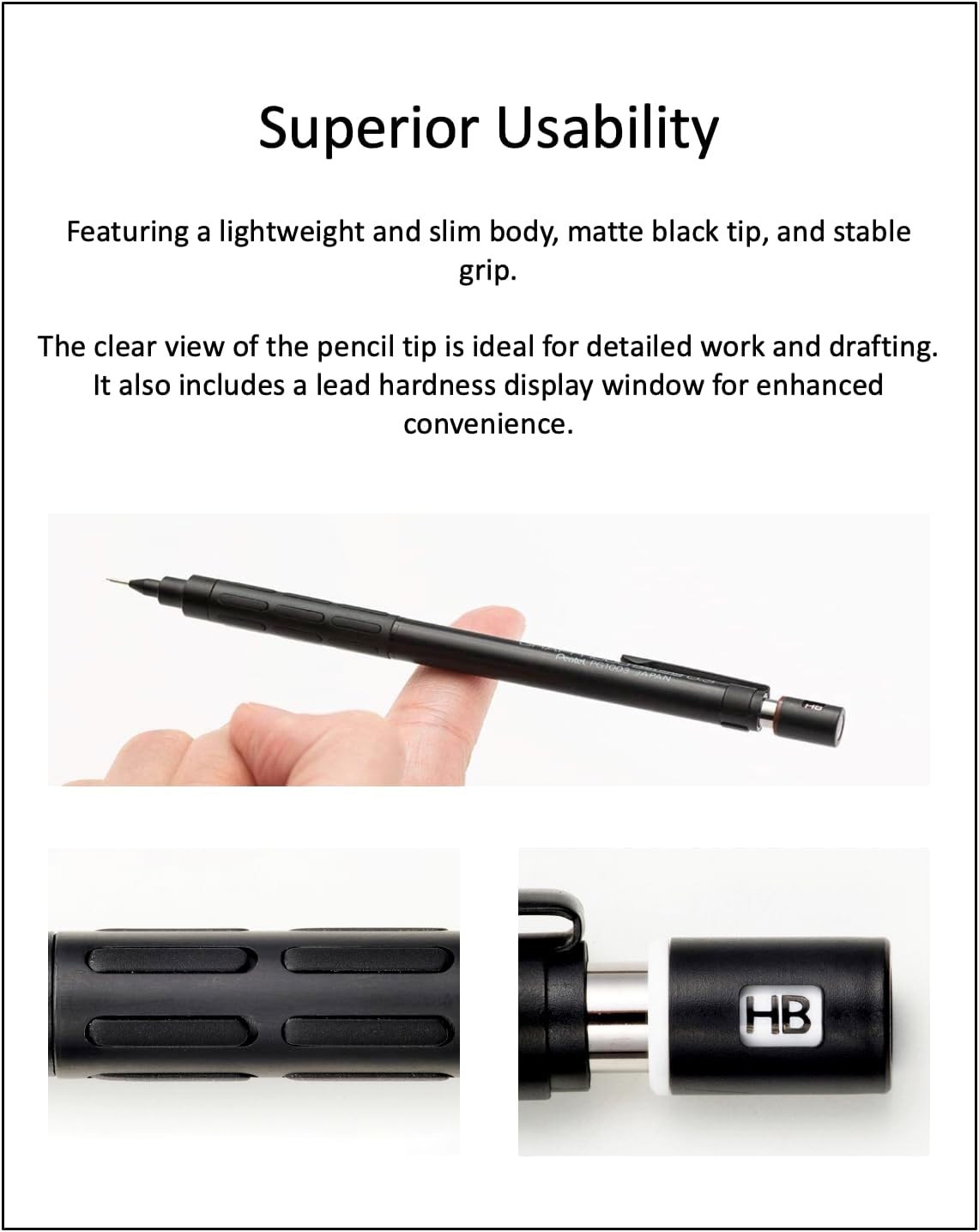 Pentel Graph 1000 for Pro 0.3mm Drafting Pencil Set with Ain Leads and Case