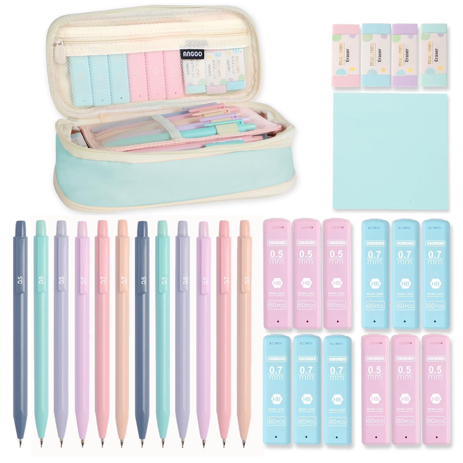 Aesthetic School Supplies with Cute Pencil Case, 1 Count (Pack of 30), Blue