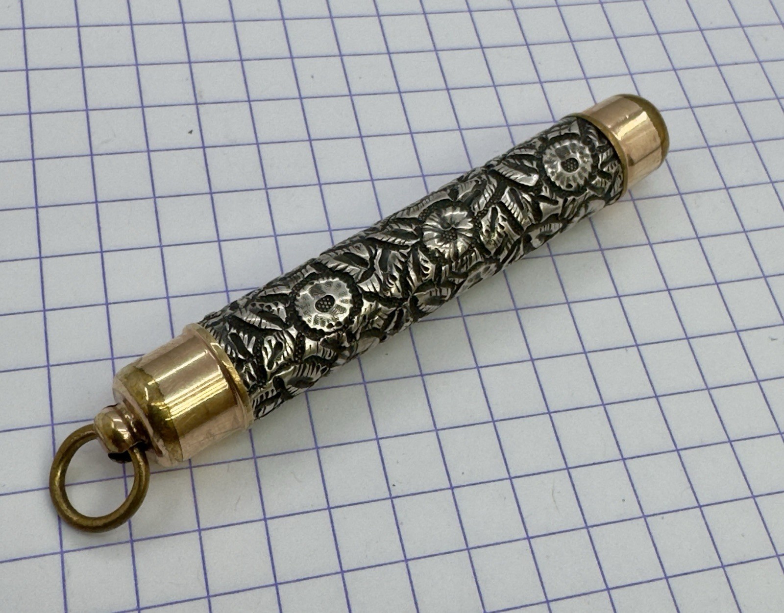 Victorian Sterling Silver / Gold Filled Floral Repousse Magic Pencil